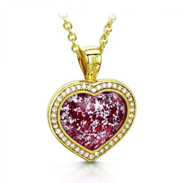 ruby gold halo heart pendant